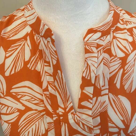 41 Hawthorn orange white leaf pattern sleeveless blouse Size S New - Picture 4 of 10